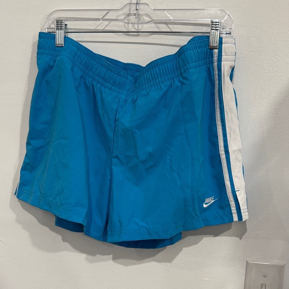 Nike Teal-Blue Running Shorts with White Side Stripe